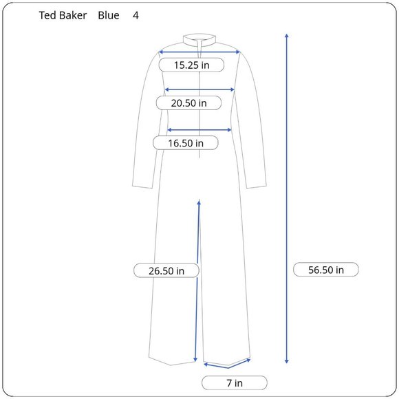 New 315$ Ted Baker Flan Belted Jumpsuit Size 4 Women's Blue Crepe Long Sleeve - Picture 3 of 12